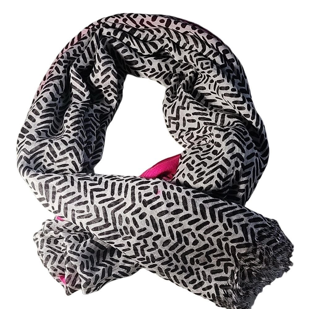 #7 Calvin Klein Pink and Black Patterned Scarf